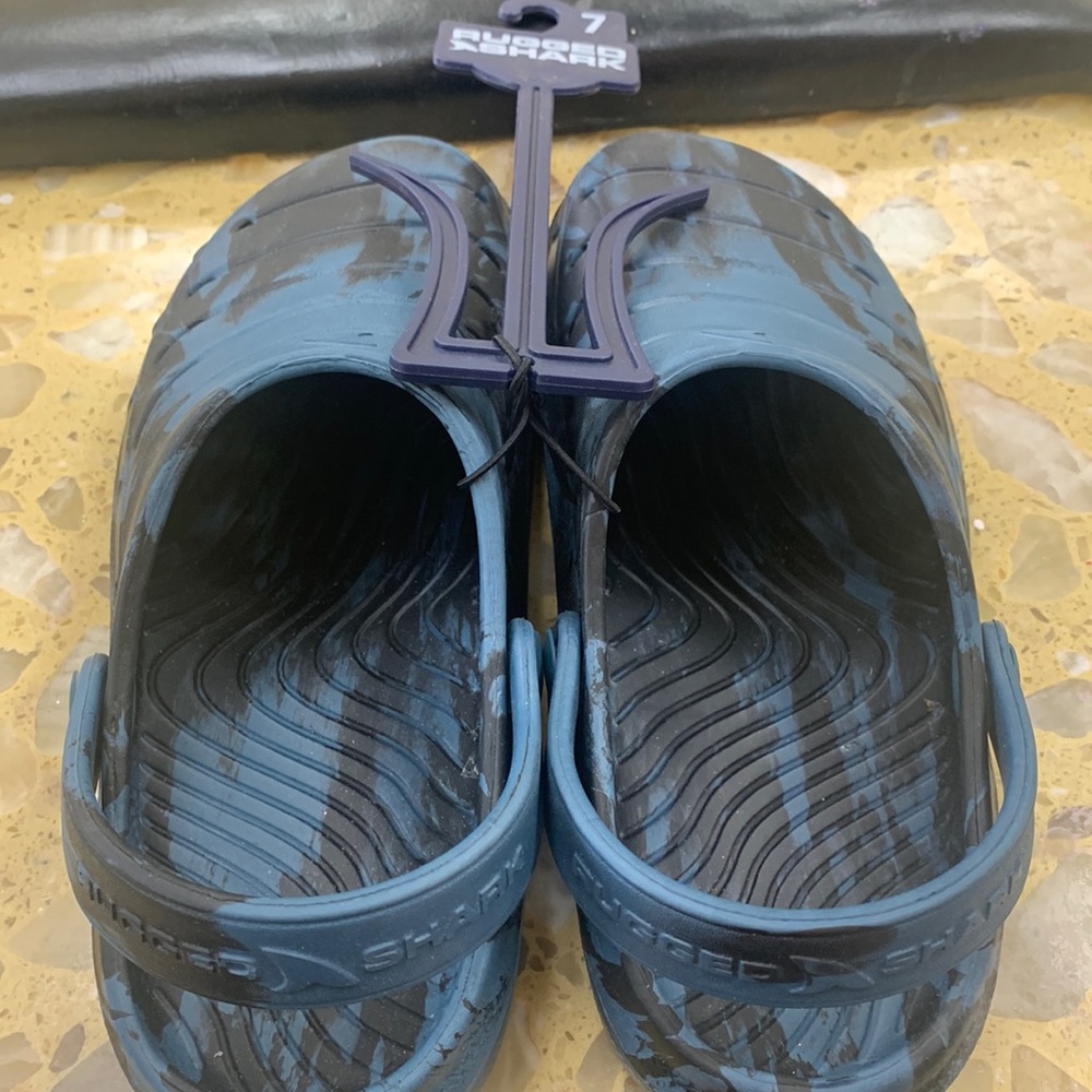 Mens black and blue crocs